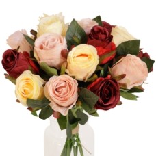 Artificial roses bouquet salmon pink red